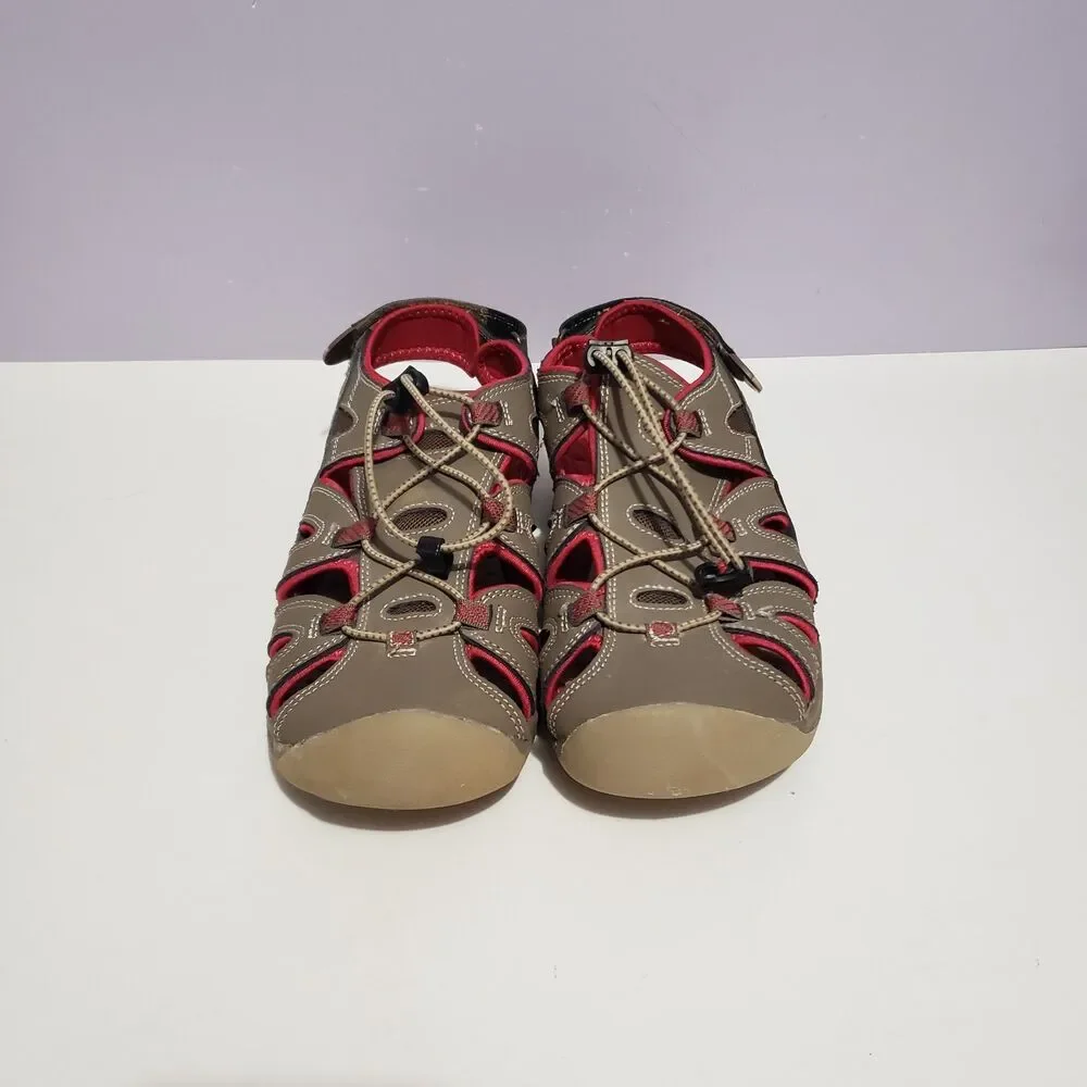 Eddie Bauer Mary Brown Leather Women's Hiking Walking Closed Toe Shoes Sz 9